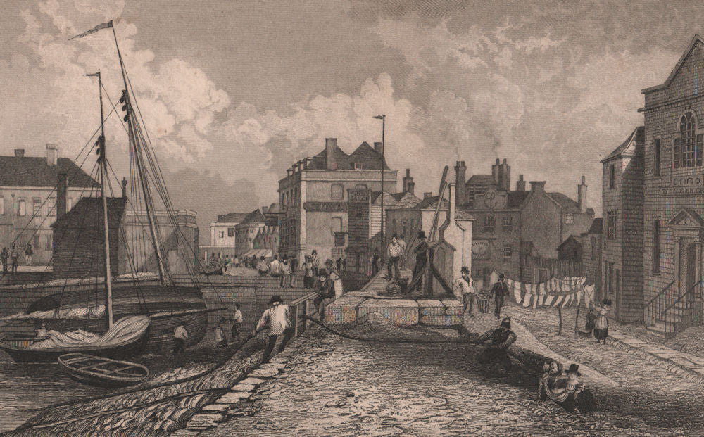 Sheerness, with the Fountain Inn. &c. Kent. BAYNES 1829 old antique print